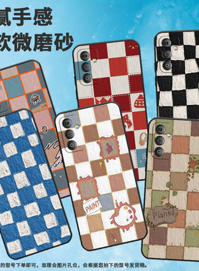 适用三星f02s手机壳f52/f22/f04硅胶c55潮流f14耐磨f15保护套f62个性f55棋盘格黑f23棋盘格蓝SM-E146B卡通