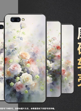 适用OPPOR9sk手机壳R9s防摔X9079纯黑色R11超薄0pp0R11s保护套R15标准版R17/A57高级CPH1715梦幻蔷薇花外壳