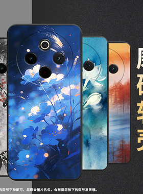 适用vivoy78手机壳y78plus全包边v2271a纯黑色viviy100硅胶y300pro+耐磨蓝色花卉商务viv0y300plus保护套