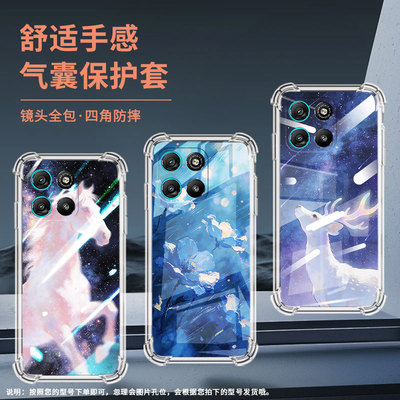 适用motog100国内气囊壳motog100pro四角防摔摩托罗拉g86power油画花朵手机壳motorolag86高级感保护套