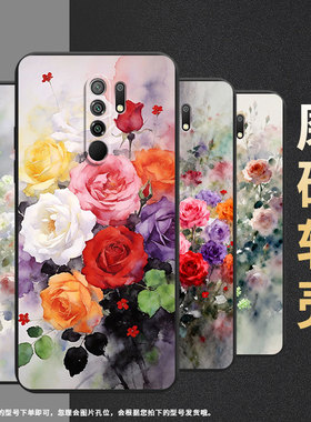 适用小米POCOM2Pro手机壳时尚磨砂壳小米PocoX4NFC蔷薇花高级感XiaomiPocoM2/Reloaded全包边保护套