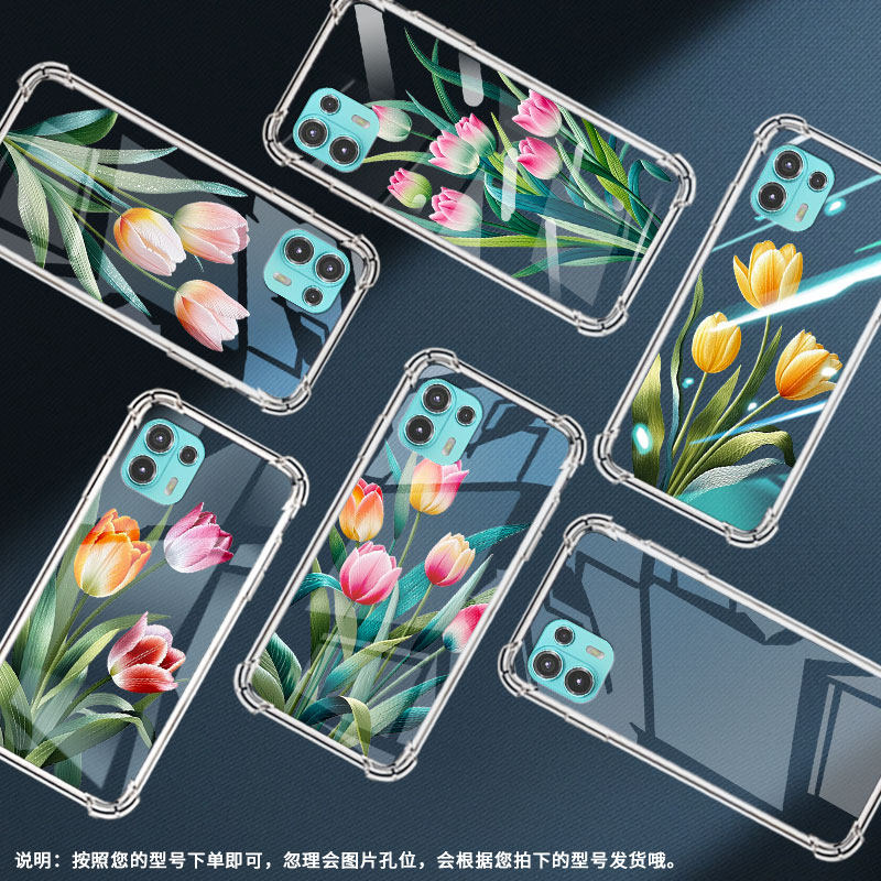 适用MotoEdge20青春版手机气囊壳Edge60Pro四角防摔MotorolaEdge40Pro苏绣郁金香手机壳Edge20Fusion保护套