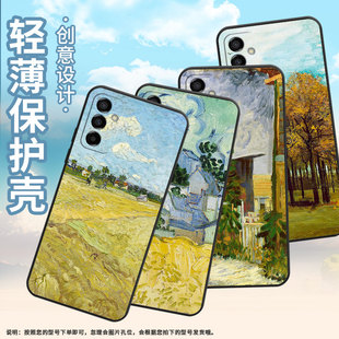 适用三星M02手机壳M14油画风车SM M145F黑色M20硅胶M21s保护套 M105F全包边samsungM12磨砂壳M10防摔爆SM