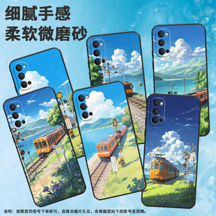 适用OPPOReno2Z手机壳10x黑色PCCM00商务0pp0RenoAce保护套Ace2田野风景Reno4Z高级PCKM70轻薄Reno5软壳