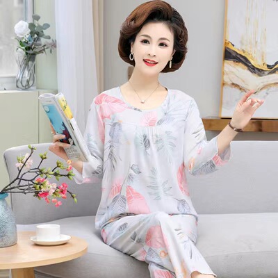年轻妈妈睡衣中老年人家居服套装