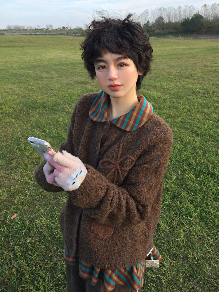 American Retro Sweater Cardigan for Women, New Autum Style, Lazy Style Short Outwear, Vintage Loose Knitted Top