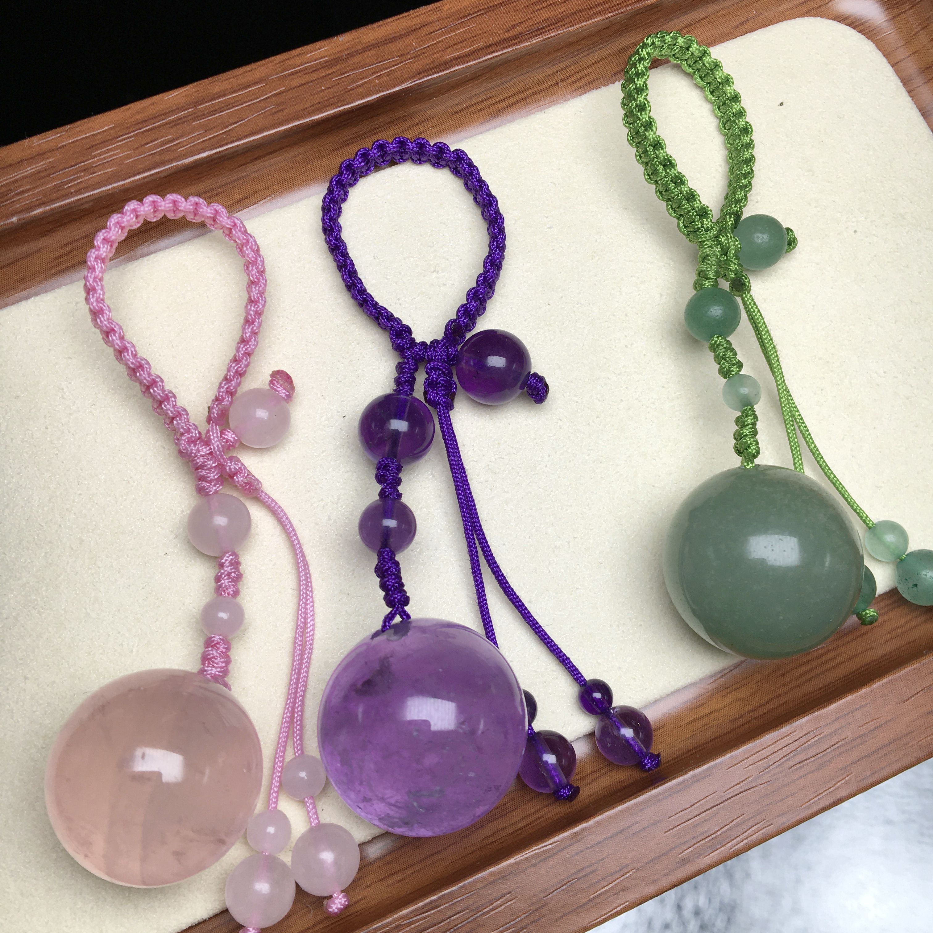 天然紫水晶粉水晶有求必应书包挂件装饰品钥匙扣包包挂饰女友男友