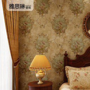 无纺布壁纸卧室主卧客厅电视背景墙法式 复古大花墙纸奢华欧式 美式