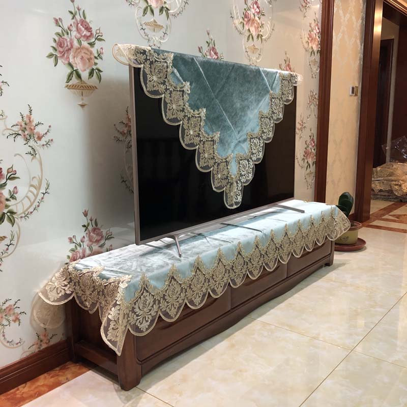 美式桌布电视柜蕾丝奢华纯色加厚