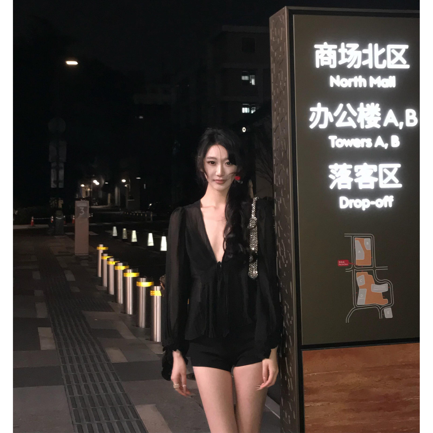 thumbnail for 2ND STUDIOS Black V-neck Shirt Sexy and Pure Style 2026 Autumn Socialite Elegant Top