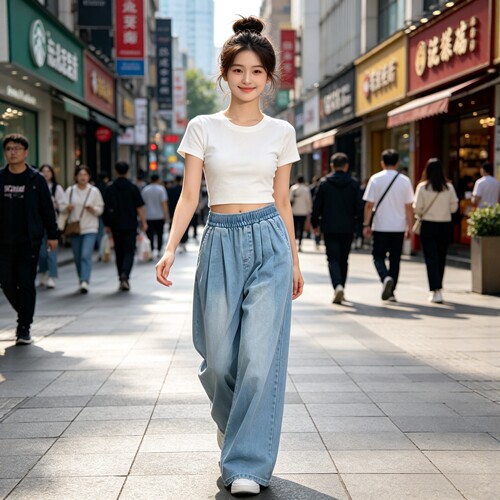 天丝牛仔裤女2026春夏新款宽松大码胖垂感显瘦高腰休闲冰丝阔腿裤