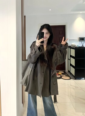 韩系宽松风衣外套女2026秋季新款小个子巨好看薄款韩版感短款