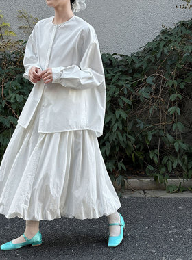 鹿西 简约韩系圆领衬衫上衣女2026早春立领休闲百搭小衫外套3762