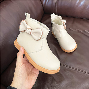 清仓不退换女童马丁靴皮靴小女孩时尚短靴英伦风靴子加绒保暖童靴