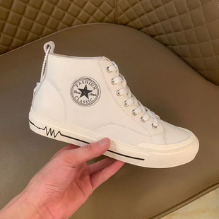 秋冬季高帮鞋男鞋真皮时尚韩版小白鞋男士休闲板鞋运动高邦潮鞋子