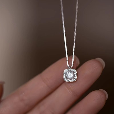 「小方糖」锆石纯银s999项链女轻奢小众高级感送女友闺蜜生日礼物