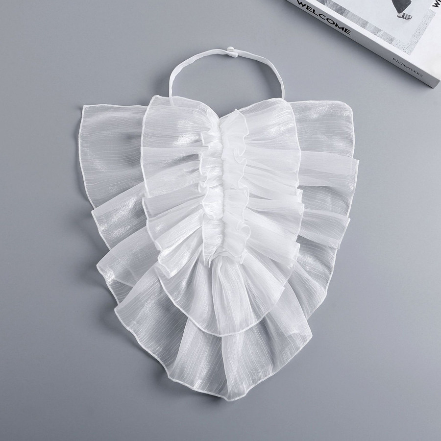法式复古欧根纱多层褶皱领花假领子衬衣领巾配西装礼服胸花装饰领
