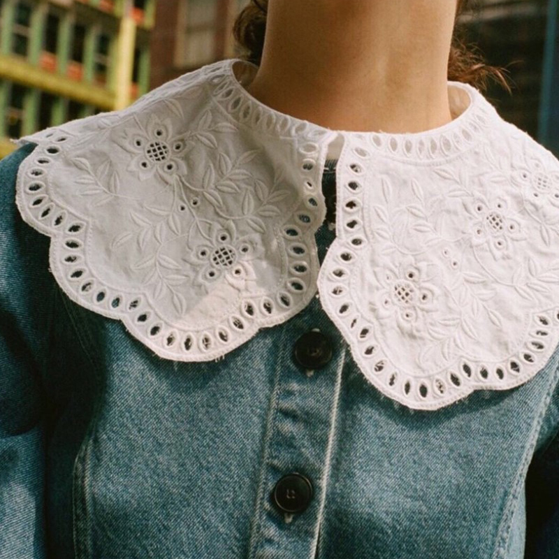 大翻领花边装饰领娃娃领假领子