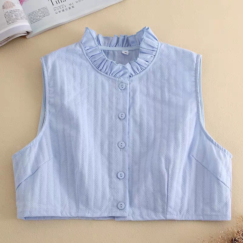 舒适纯棉麻荷叶背心衬衫假领子