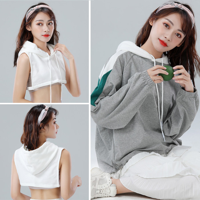 带帽内搭纯棉白色单独假领子