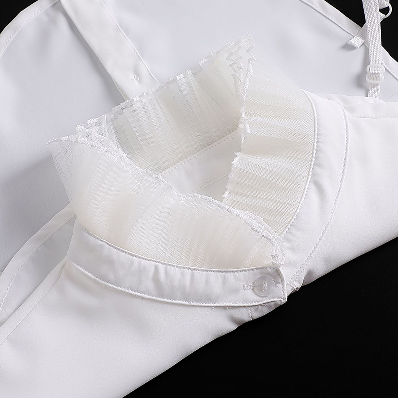 多层风琴褶荷叶边网纱立领假领子白色雪纺衬衫打底装饰领毛衣卫衣