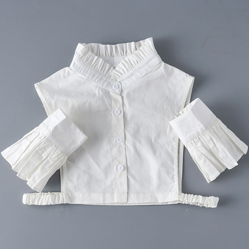 素雅棉木耳边立领假领子