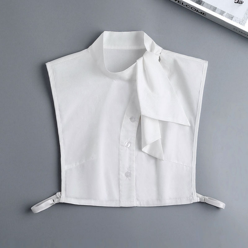 淑女风侧边飘带棉立领衬衫内搭