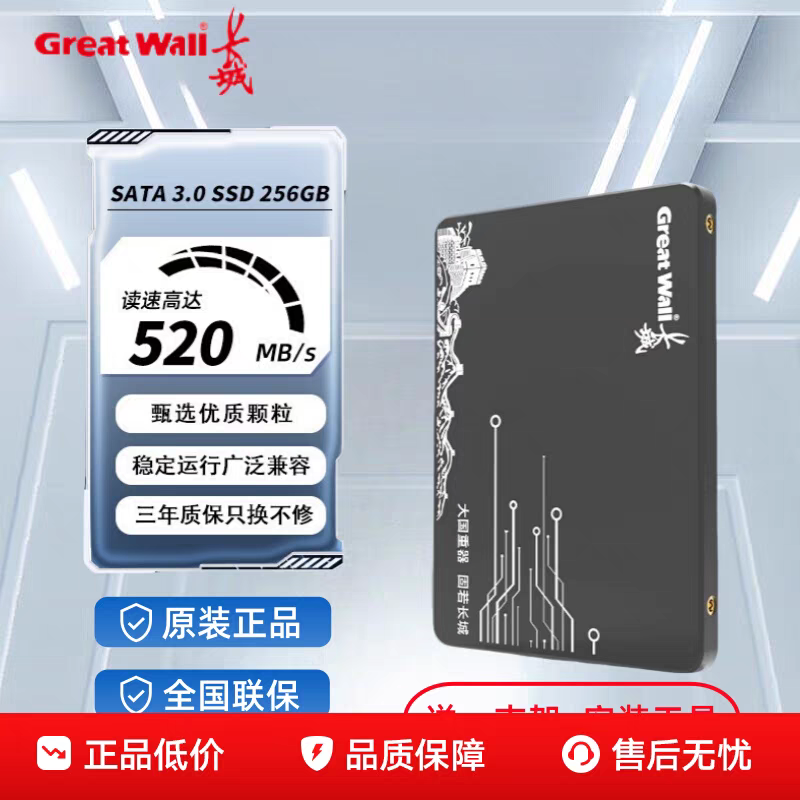 长城固态硬盘2.5寸SATA3.0接口256/512GB台式机笔记本高速SSD扩容
