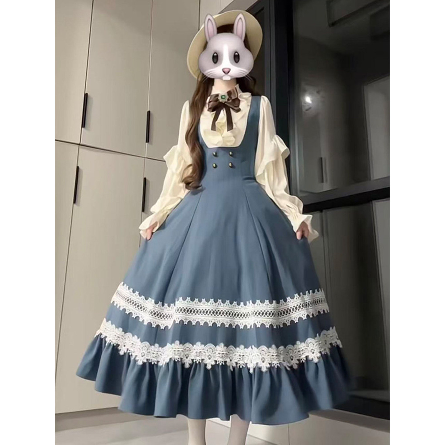 cla系蓝白色Lolita衬衫连衣裙