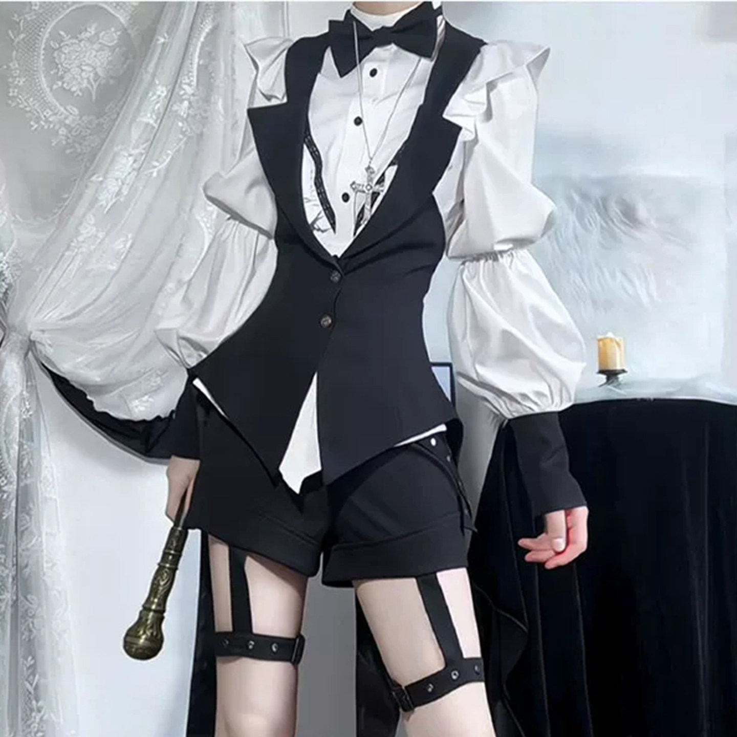 哥特风Lolita裙马甲衬衫短裤马甲