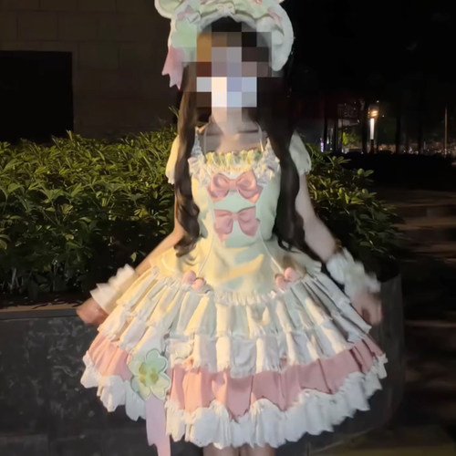 春时有约四叶草刺绣绿色短袖OP裙
