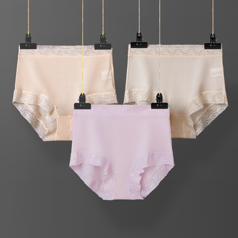 宝歌尔真丝内裤女透气桑蚕丝中高腰抗菌底裤透气平角裤买三送一