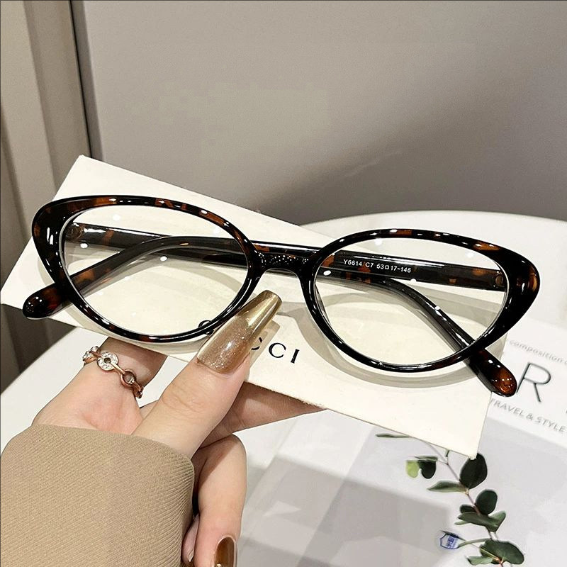 时尚复古椭圆小框近视眼镜男女通用TR90超轻防蓝光文艺简约玳瑁框