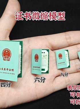 微缩迷你证书模型微缩场景4分6分8分12分BJDob11小布兵人摆拍