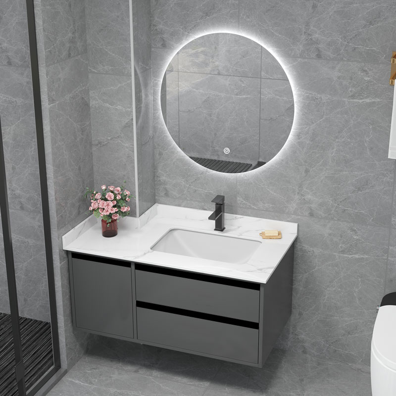 轻奢风岩板定制切角洗脸一体盆