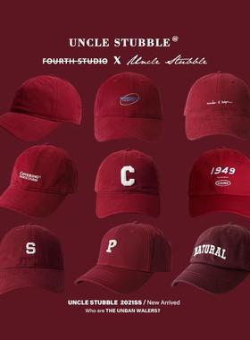 喜庆夏季新年红色帽子酒红色棒球帽大红色软顶鸭舌帽男遮阳帽女