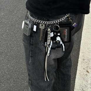 链男美式 链复古朋克酷裤 嘻哈高街 高级感多功能腰链骷髅手掌裤 美式