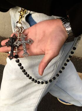 潮流原创Cleanfit火山石高级感时尚朋克风蝙蝠十字架小众穿搭裤链