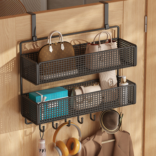 门后挂钩置物架门上挂衣架免打孔挂门后挂篮超薄衣柜侧包包收纳架