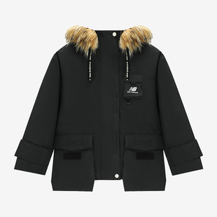New Balance/NB女子冬季新款印花毛领连帽运动保暖羽绒服AWJ14366