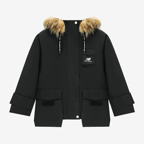 New Balance/NB女子冬季新款印花毛领连帽运动保暖羽绒服AWJ14366