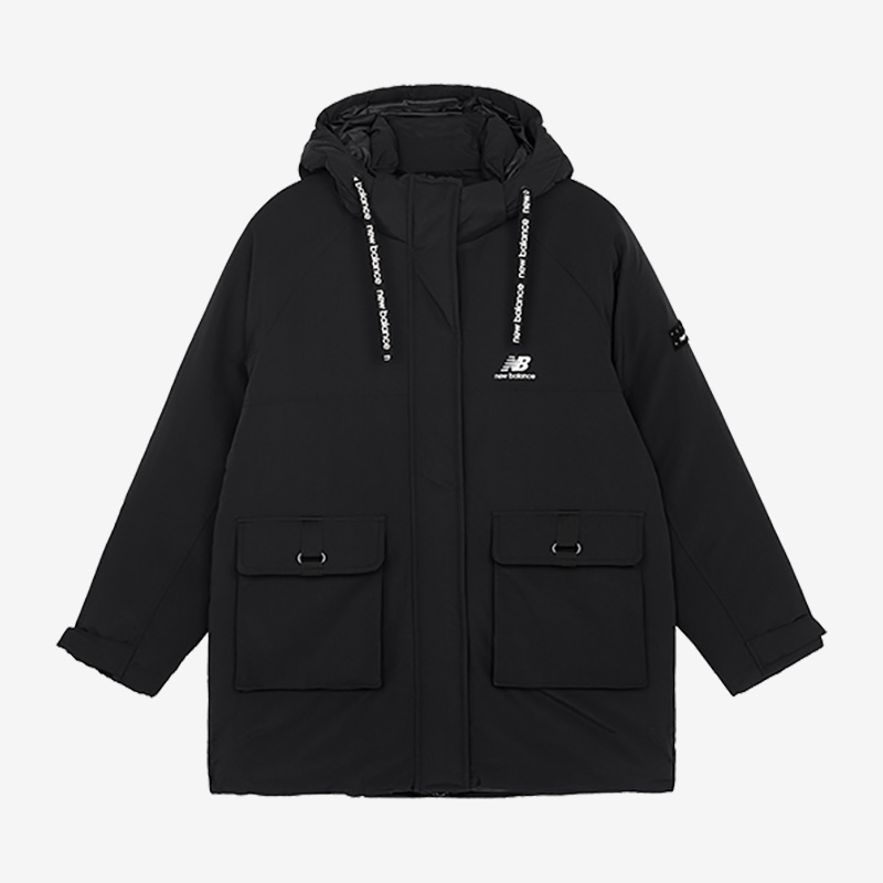New Balance/NB女子连帽纯色可脱卸帽中长款运动羽绒服AWJ14350