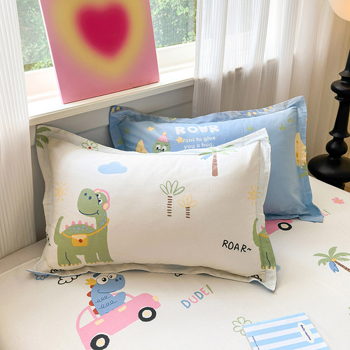 纯棉枕头套一对装100%全棉枕套儿童枕芯内胆套男48cmx74cm新款