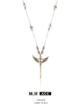 丘比特之翼毛衣链女款原创设计感秋冬叠戴装饰项链轻奢高级感颈链