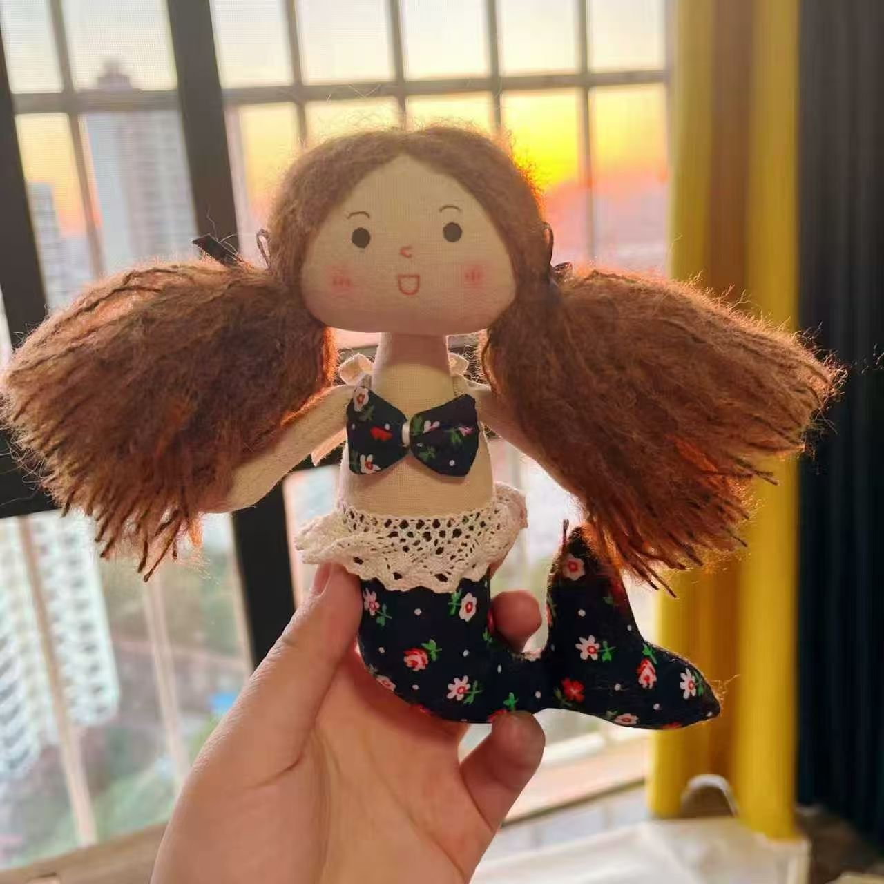 手工布艺美人鱼娃娃玩偶可爱礼物