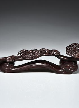 黑檀木雕刻灵芝如意摆件红木工艺品家居客厅玄关装饰开业乔迁送礼