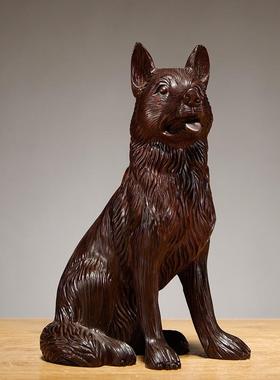 实木质狗摆件黑檀木制十二生肖狼狗木头小狗吉祥物红木装饰工艺品