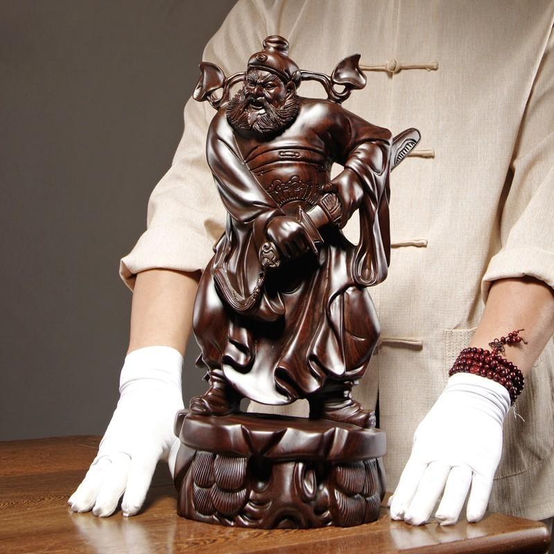 黑檀实木雕刻天师福神钟馗神像摆件家居客厅装饰品工艺品店铺摆设