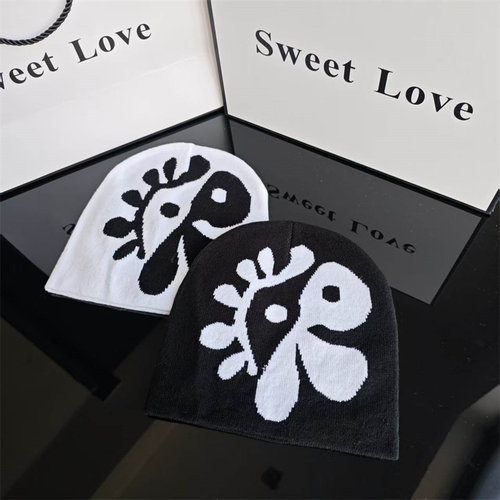欧美风时尚提花针织帽男女秋冬天小众个性嘻哈街头保暖毛线帽子潮