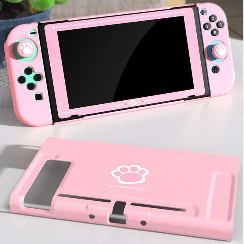 GOOD VALUE ORIGINAL SWITCH PROTECTIVE SHELL NS HOST SHELL PROTECTIVE COVER PINK CAT CLAW LEFT AND RIGHT HANDLE SILICONE SLEEVE